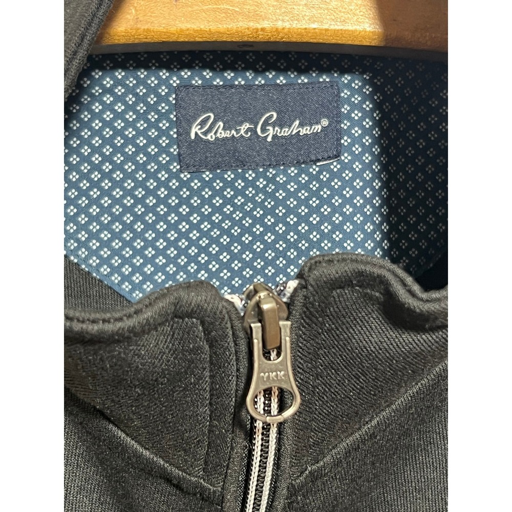 Robert Graham Mens Black Full Zip Track Jacket Mock Neck Tipped Trim RG Logo M - Picture 12 of 13
